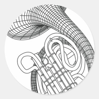 French horn classic round sticker