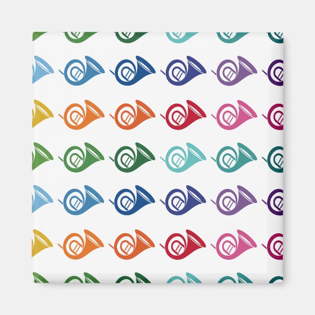 French Horn Colourful Fun Array Music Magnet (Front)