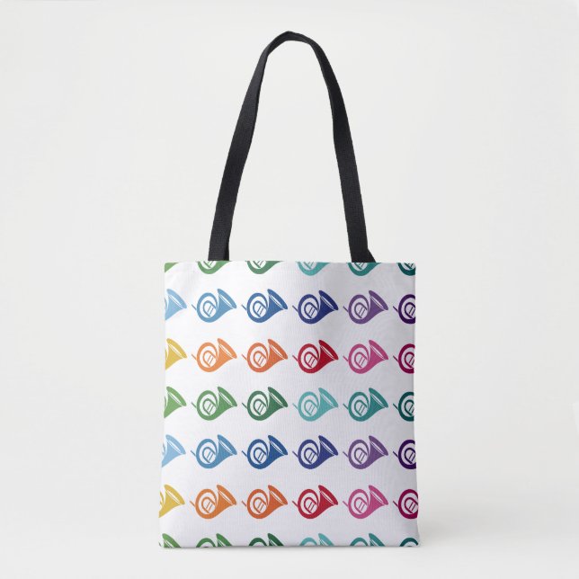 French Horn Colourful Fun Array Music Tote Bag (Front)