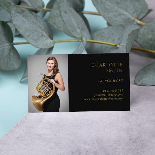 French Horn Custom Gold&Black Elegant Business Card