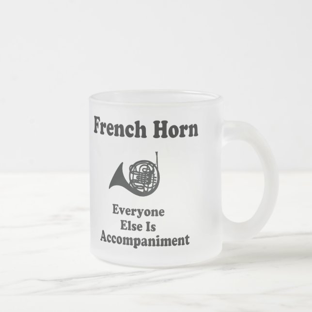 French Horn Gift Frosted Glass Coffee Mug (Right)