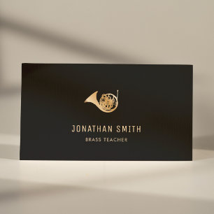 French Horn Gold&Black Brass Teacher Minimalistic Business Card