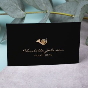 French Horn Gold&Black Professional Musician Business Card