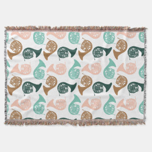 French Horn Instrument Musician Band Orchestra Throw Blanket
