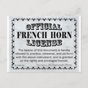 French Horn License Postcard