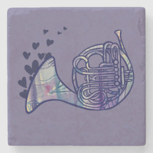 French Horn Love Band Class Art Stone Coaster