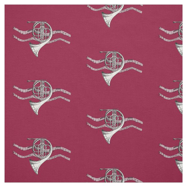 French Horn Music Fabric (Swatch)