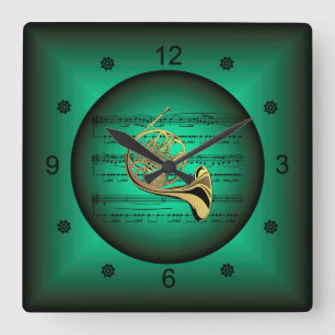 French Horn ~ Music ~ La musique ~ Música ~ Musik Square Wall Clock