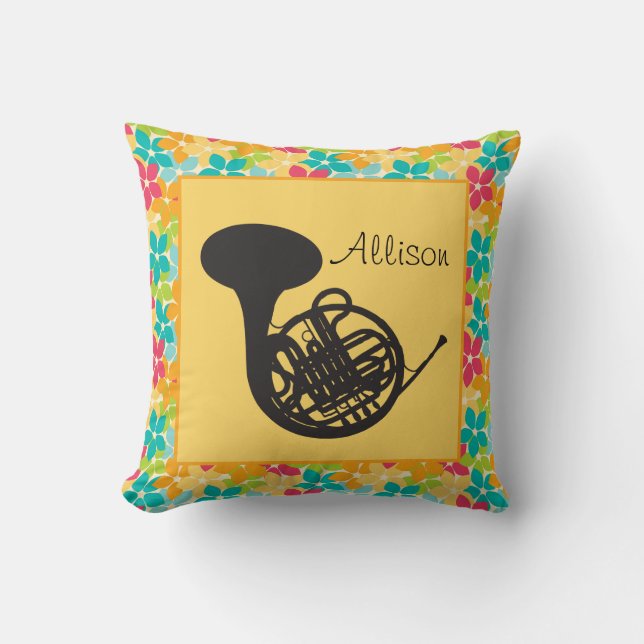 French Horn Music Personalised Throw Pillow Gift (Front)