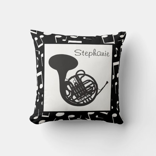 French Horn Music Personalised Throw Pillow Gift (Front)