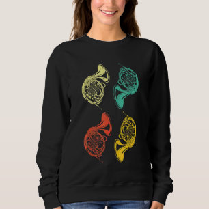 French Horn Music Retro Vintage Colourful French H Sweatshirt