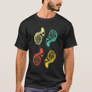 French Horn Music Retro Vintage Colourful French H T-Shirt