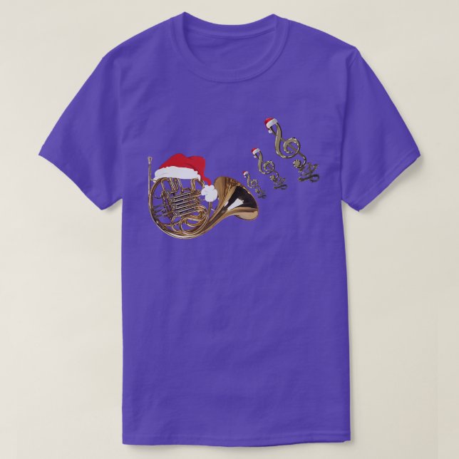French horn Music Shirt Santa Hat Christmas Musica (Design Front)