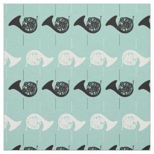 French Horn Musical Instrument Band Orchestra Teal Fabric