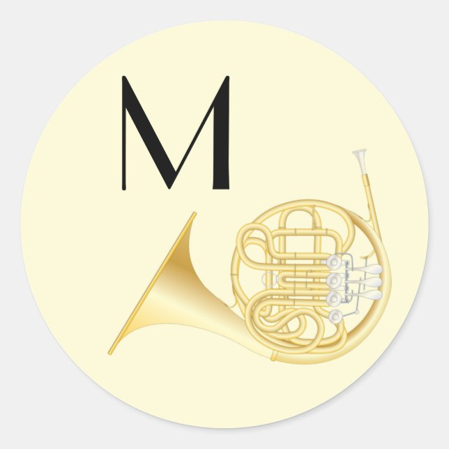 French Horn Musician Band Teacher Classic Round Sticker (Front)
