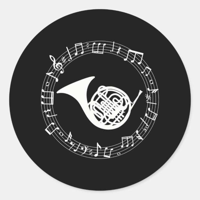 French Horn Musician Instrument Horn Player Classic Round Sticker (Front)