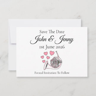 French Horn Musician Wedding Save The Date
