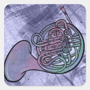 French Horn Painting Artwork Band Class            Square Sticker