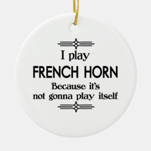 French Horn - Play Itself Funny Deco Music Ceramic Tree Decoration