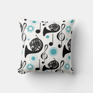 French Horn Player Gift Music Notes Band Orchestra Cushion