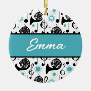 French Horn Player Musician Gift Personalised Ceramic Tree Decoration