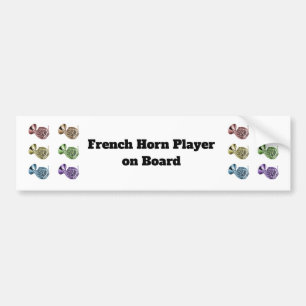 French Horn Player on Board Rainbow Personalise Bumper Sticker