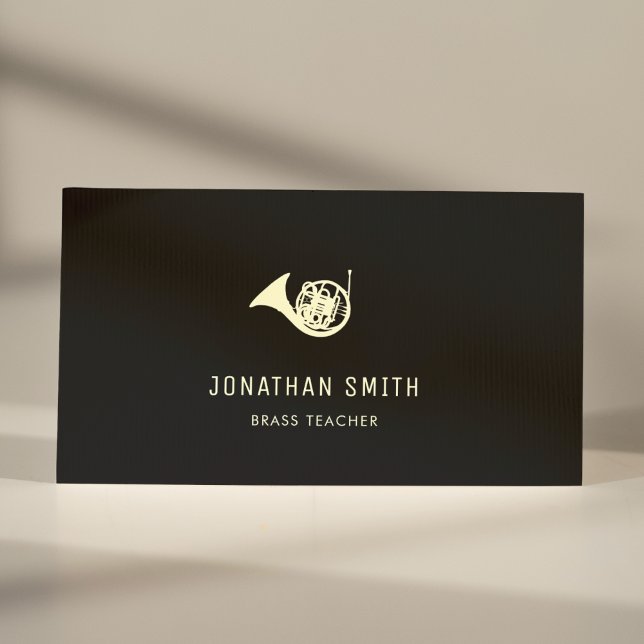 French Horn Professional Brass Teacher Black&White Business Card (Creator Uploaded)