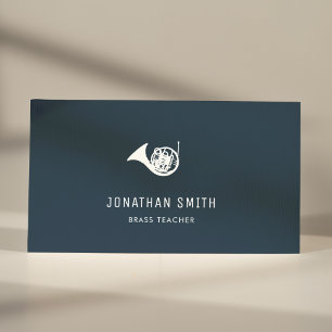 French Horn Professional Brass Teacher Navy Blue Business Card