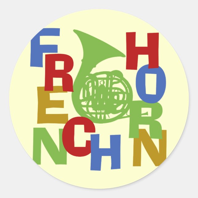 French Horn Scramble Classic Round Sticker (Front)