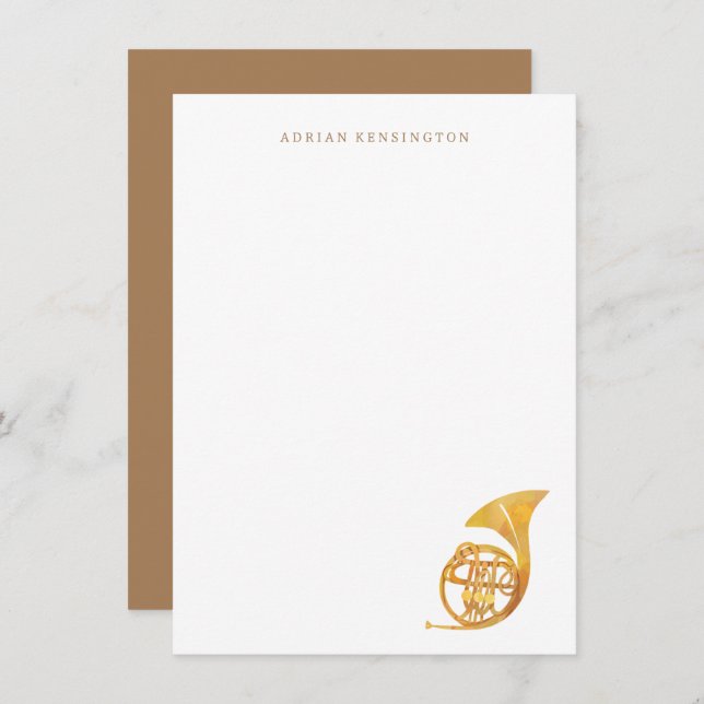 French Horn Stationery - Instrument Note Cards (Front/Back)