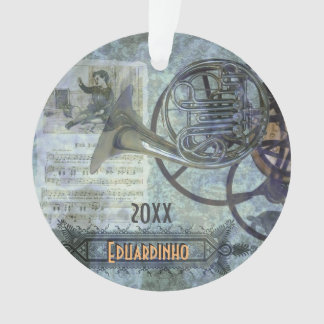 French Horn Steampunk Custom Name and Year Ornament