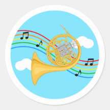 French Horn Sticker Sky Rainbow Music Kids