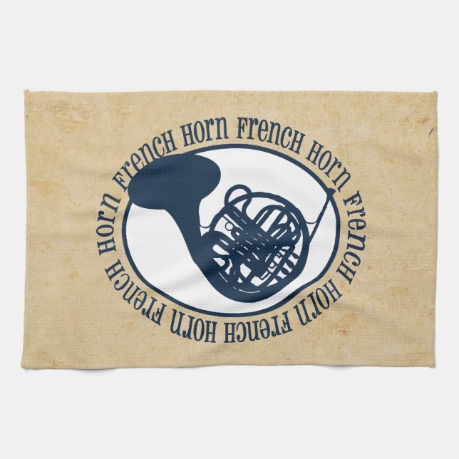 French Horn Tea Towel (Horizontal)
