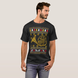 French Horn Ugly Christmas Sweater Holiday T-Shirt