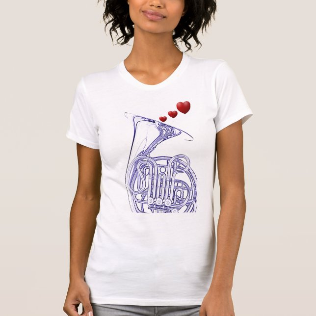 French Horn with Hearts Shirt (Front)