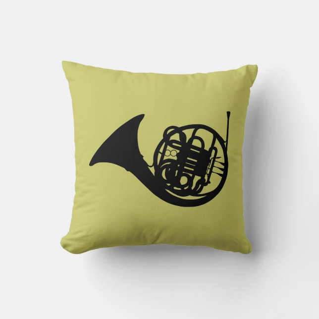 FRENCH HORNE SILHOUETTE: MUSICAL INSTRUMENT CUSHION (Front)