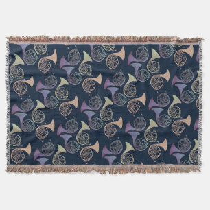 French Horns Art cute French horn designs Throw Blanket