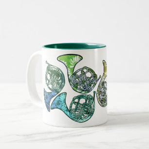 French Horns Daisy Band Class Teacher Two-Tone Coffee Mug