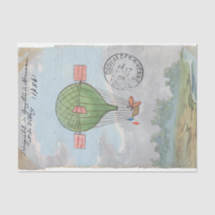 French Hot Air Balloon Vintage Postmark Decoupage Tissue Paper