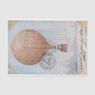 French Hot Air Balloon Vintage Postmark Decoupage Tissue Paper