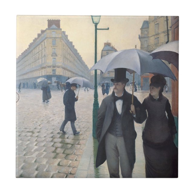 French Impressionism | Paris Street Rainy Day Tile (Front)