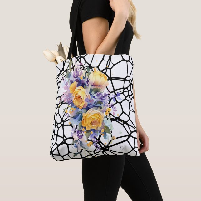 French Inspiration Chic Yellow Artistic Roses  Tote Bag (Close Up)