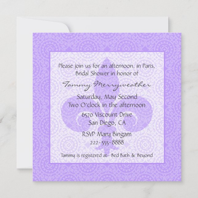 French Inspired Bridal Shower Invitation (Front)