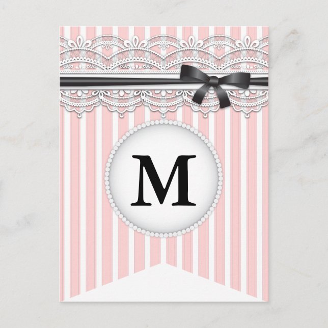 French Inspired Chic Lace Bunting Banner Post Card (Front)