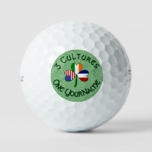 French Irish American Flag Shamrock Personalised Golf Balls