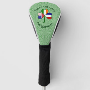 French Irish USA Flags Shamrock Personalised  Golf Head Cover