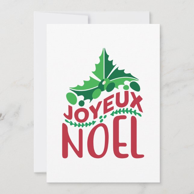 French Joyeux Noel Red Green Personalised  Holiday Card (Front)