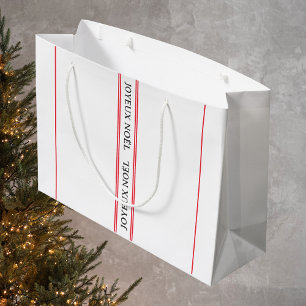 French Joyeux Noël Red Stripe Christmas Large Gift Bag