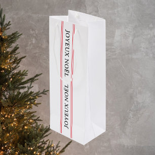 French Joyeux Noël Red Stripe Christmas Wine Gift Bag