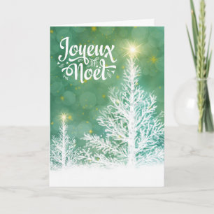 French Joyeux Noël White Pines with Holiday Stars Card